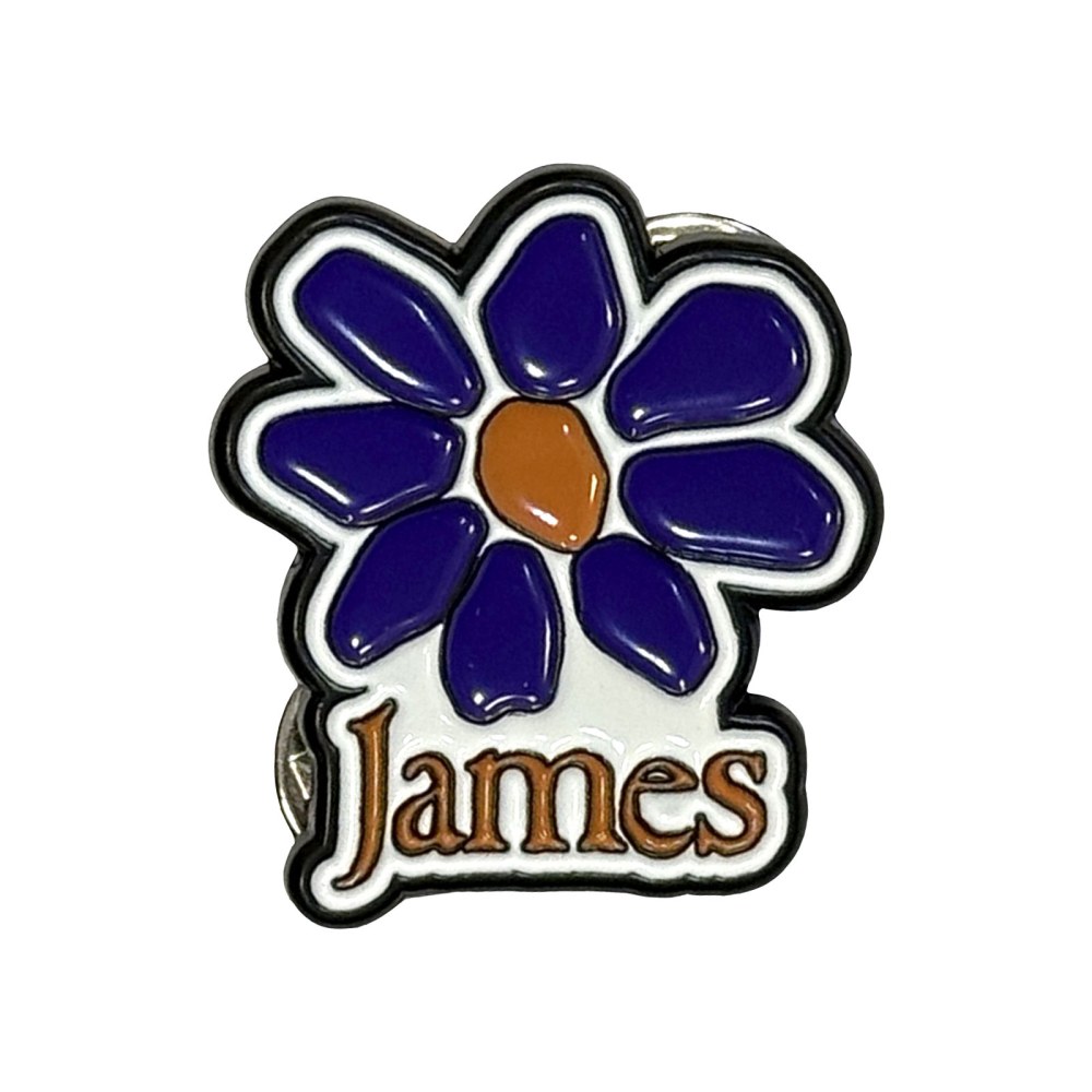 James - Orange Logo Purple Daisy Pin - White/Multicolours
